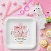 トレンディーピンクケーキ名21歳の誕生日ありがとう ペーパープレート (パーティー)