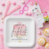 トレンディーピンクケーキ名50誕生日ありがとう ペーパープレート (パーティー)