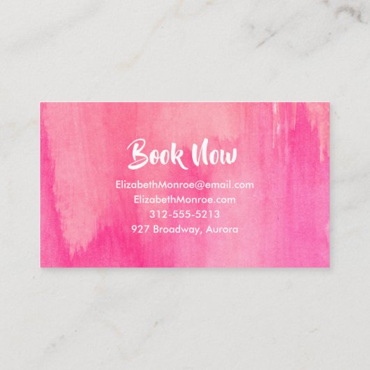 トレンディーピンクサロンメイクアップ美容師 名刺 (裏面)