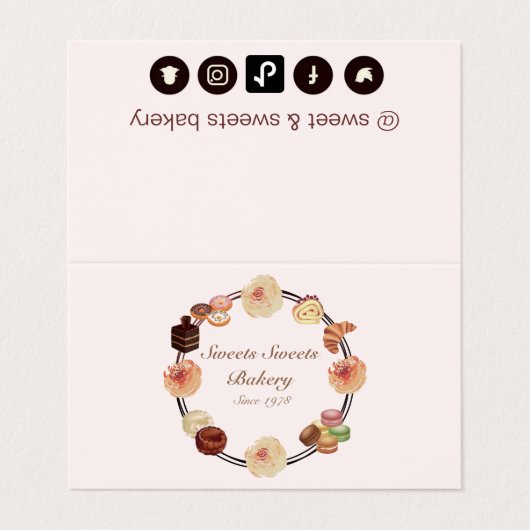 トレンディーピンクスイーツケーキベーカリー 名刺 (外部フラット)