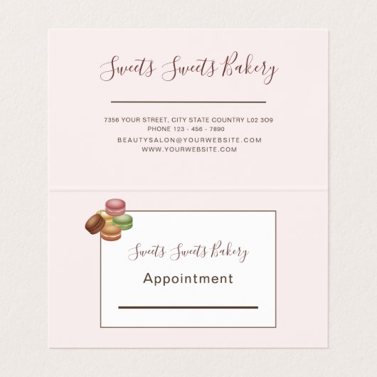 トレンディーピンクスイーツケーキベーカリー 名刺 (内部フラット)