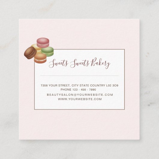 トレンディーピンクスイーツベーカリー スクエア名刺 (裏面)