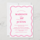 トレンディーピンクスクライグルカーブウェー結婚ブ 招待状 (正面)