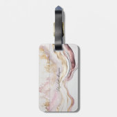 トレンディーピンクストーン大理石テクスチャ、モノグラム ラゲッジタグ (裏面縦)