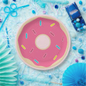 トレンディーピンクスプリンクルドヌガールバースデーパーティー ペーパープレート (パーティー)