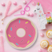 トレンディーピンクスプリンクルドヌガールバースデーパーティー ペーパープレート (パーティー)