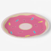 トレンディーピンクスプリンクルドヌガールバースデーパーティー ペーパープレート (アングル)