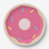 トレンディーピンクスプリンクルドヌガールバースデーパーティー ペーパープレート (正面)