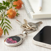 トレンディーピンクゼブラフェイクプリントグリッツ弓 キーホルダー (側面)