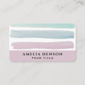 トレンディーピンクターコイズブルーウォーター色のストライプ 名刺 (正面)