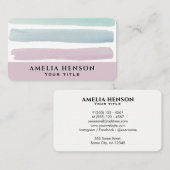 トレンディーピンクターコイズブルーウォーター色のストライプ 名刺 (正面/裏面)