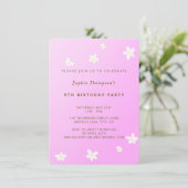 トレンディーピンクデイジーガールバースデーパーティーの招待 招待状 (スタンド正面)