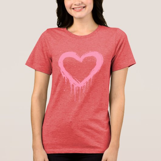 トレンディーピンクハートY2K美学 トライブレンドTシャツ (正面)