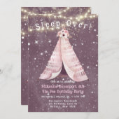 トレンディーピンクパープルティーピーガールバースデーパーティー 招待状 (正面/裏面)