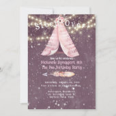 トレンディーピンクパープルティーピーガールバースデーパーティーInv 招待状 (正面)