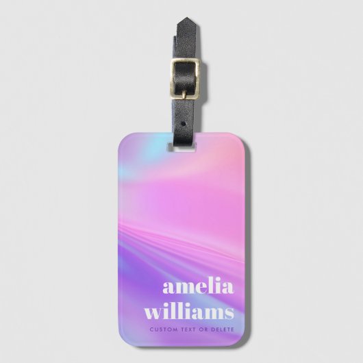 トレンディーピンクパープルパステル勾配名前をカスタムする ラゲッジタグ (正面縦)