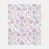 トレンディーピンクパープル幽霊ハロウィンデコール フリースブランケット (正面)