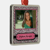 トレンディーピンクヒョウ卒業写真オーナメント メタルオーナメント (右)