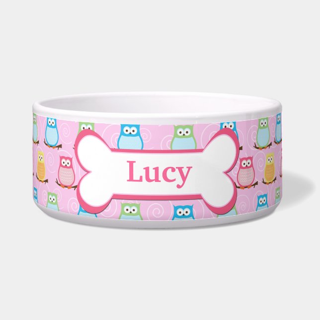 トレンディーピンクフロカスタマイズックPETドッグフードボウル ボウル (正面)