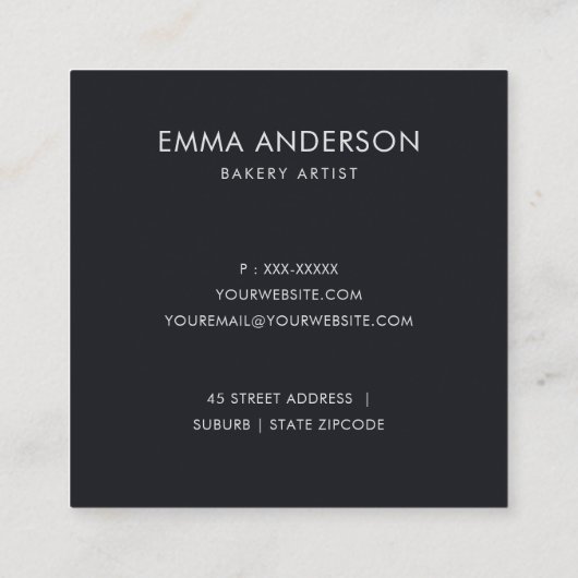 トレンディーピンクフローラケーキパティセリーカップケーキベーカリー スクエア名刺 (裏面)