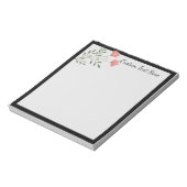 トレンディーピンクフローラバラフラワーブラック ノートパッド (回転)