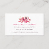 トレンディーピンクフローラルパターンプリント&金ゴールドモノグラム 名刺 (裏面)