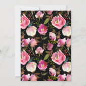 トレンディーピンクフローラ金ゴールドグリッター卒業パーティー 招待状 (裏面)