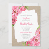 トレンディーピンクフローラ+キャンバスバプテスマ招待状 招待状 (正面)