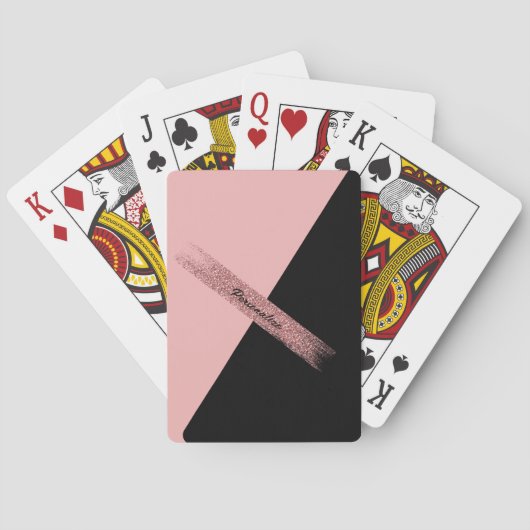 トレンディーピンクブラックグリッターシパーソナライズされたックグラム トランプ (裏面)