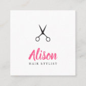 トレンディーピンクブラックシザーズ美容師 スクエア名刺 (正面)