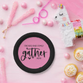 トレンディーピンクブラックフレンズ家族ここに集まる引用文 ペーパープレート (パーティー)