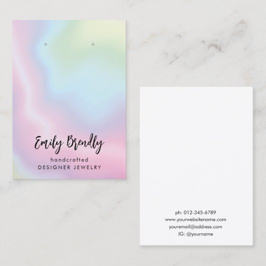 トレンディーピンクブルーグリーンジュエリーイヤリングディスプレイ 名刺 (正面/裏面)