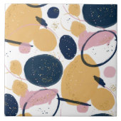 トレンディーピンクブルーストローク抽象芸術クリエイティブアート タイル (正面)