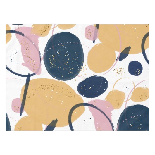 トレンディーピンクブルーストローク抽象芸術クリエイティブアート テーブルクロス (正面(横))