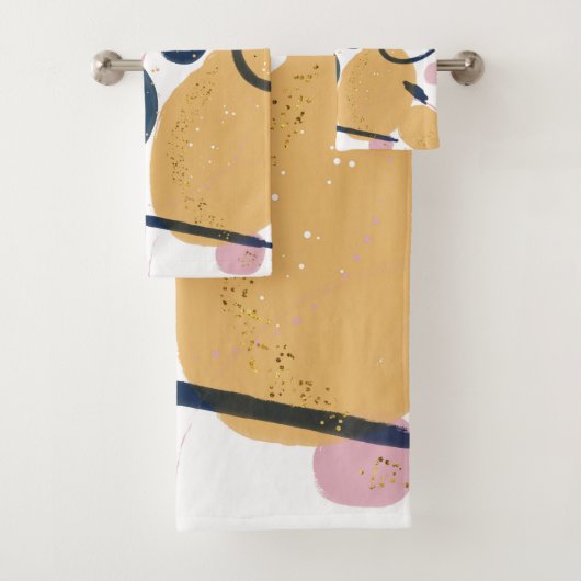 トレンディーピンクブルーストローク抽象芸術クリエイティブアート バスタオルセット (インサイチュ)