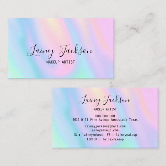 トレンディーピンクブルーパステル抽象芸術パープル波 名刺 (正面/裏面)