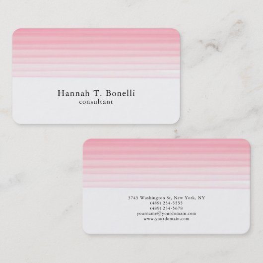 トレンディーピンクホワイトプレーンクリエイティブモダンフェミニン 名刺 (正面/裏面)