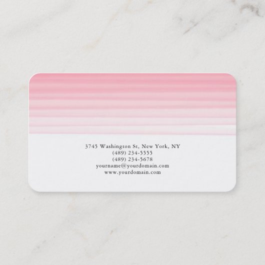 トレンディーピンクホワイトプレーンクリエイティブモダンフェミニン 名刺 (裏面)