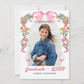 トレンディーピンクボウコケット4 PHOTO卒業パーティー 招待状 (正面)