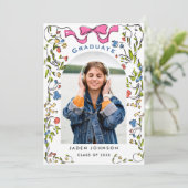 トレンディーピンクボウコケット4 PHOTO卒業パーティー 招待状 (スタンド正面)