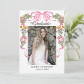 トレンディーピンクボウコケット5 PHOTO卒業パーティー 招待状 (スタンド正面)