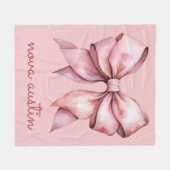 トレンディーピンクボウパーソナライズされたネーム・モノグラム フリースブランケット (正面(横))