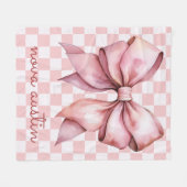 トレンディーピンクボウパーソナライズされたネーム・モノグラム フリースブランケット (正面(横))