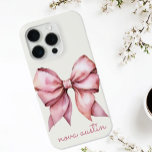トレンディーピンクボウパーソナライズされたネーム・モノグラム iPhone 15 PROケース<br><div class="desc">名前モノグラムiPhoneケースとトレンディーパーソナライズされたピンクボウであなたのスタイルを高め、エレガンスとパーソナライズの完璧なブレンド。柔らカスタムかなピンク色の色合いの繊細な水彩弓を特徴とし、トレンディーとタイムレスの両方のヴィンテージの美ガーリーしさをキャプチャする。モノグラパーソナライズされたムという名前はユニークtouchを加え、このケースは保護アクセサリーだけでなく、あなたの個性を反映した声明のピースを作る。トレンディーのコケ名門私立校風のット弓デザインで作られた、このiPhoneケースは彼女のための理想的な贈り物であり、誕生日、ブライダルシャワー、またはちょうど理由。その上品エレガントなデザインは、それが任意の衣装や大事な行事を補完することを保証し、touchはパーソナライズされた有意義で思慮深い贈り物を作る。スタイルと機能の組み合わせにより、美しいと実用性の両方を高く評価する人は、このケースを持たなければならない。さまざまなiPhoneモデルに適合するように設計されたこのカスタムスタイル電話ケースは、耐久性の高い保護を提供する。水彩弓エレガントとモノグラムパーソナライズされたは、アクセサリーに女性らしさのtouchを愛する人々に最適な洗練された外観を作成する。あなたは自分のためにシックな新しい電話ケースを探すか、愛する人のための特別な贈り物、このiPhoneケーパーソナライズされたスは必ず感動する。</div>