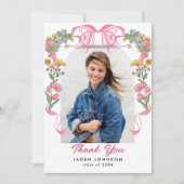 トレンディーピンクボウリボン4 PHOTO卒業パーティー サンキューカード (正面)