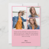 トレンディーピンクボウリボン4 PHOTO卒業パーティー サンキューカード (裏面)