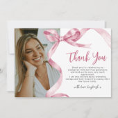 トレンディーピンクボウ写真卒業 サンキューカード (正面)