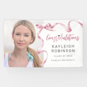 トレンディーピンクボウ写真卒業 横断幕 (横)