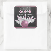 トレンディーピンクボーリングパーティー招待状シール スクエアシール (バッグ)