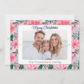 トレンディーピンクモダンメリークリスマスフォト シーズンカード (正面)